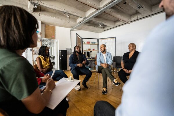 Group of people taking part in a focus group