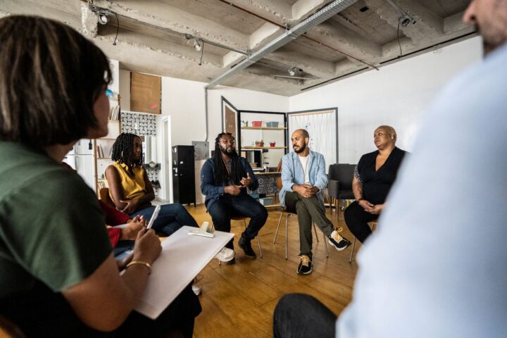 Group of people taking part in a focus group